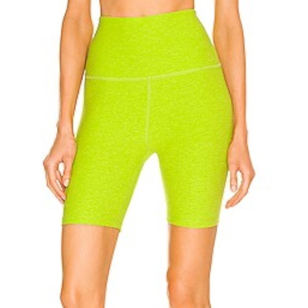 Beyond Yoga Keep Pace Biker Shorts Womens XXS Green Space Dye High Waist​​